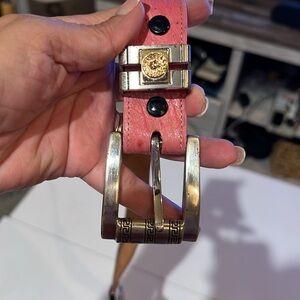 Lion head Vintage pink ostrich leather silver finish hardware